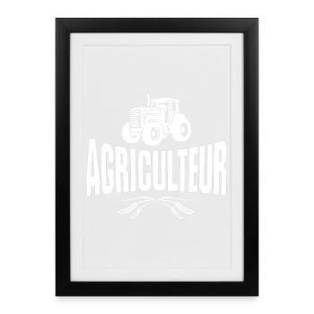 agriculteur, fermier, tracteur - Affiche encadrée (27 × 37 cm) - noir - Devant