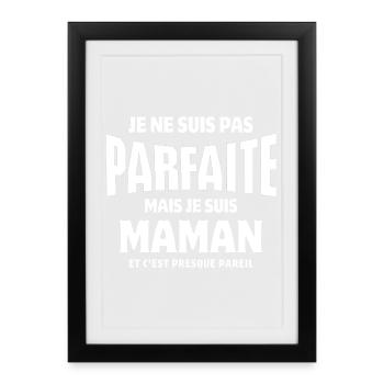 maman, super maman, meilleure maman - Affiche encadrée (27 × 37 cm) - noir - Devant