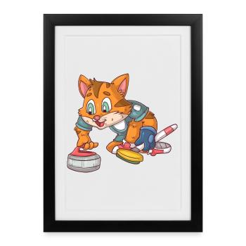Curling Cat - Framed poster (27 × 37 cm) - black - Front