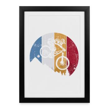 Dual MTB Silhouette Across Stripes - Framed poster (27 × 37 cm) - black - Front