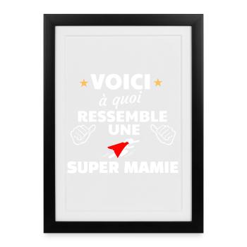 Hommage à la Super Mamie Humoristique - Affiche encadrée (27 × 37 cm) - noir - Devant