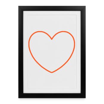 Orange on black heart outline - Framed poster (27 × 37 cm) - black - Front