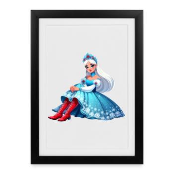Ded Moroz Snegurotschka russischer Weihnachtsmann - Gerahmtes Poster (27 × 37 cm) - Schwarz - Vorne