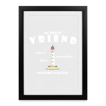 Egmond aan zee Best Friend, Girlfriend, Lighthouse - Framed poster (27 × 37 cm) - black - Front