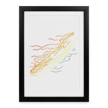 Vintage Swimming Drawing - Framed poster (27 × 37 cm) - black - Front