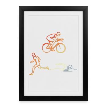 Triathlète vintage - Affiche encadrée (27 × 37 cm) - noir - Devant