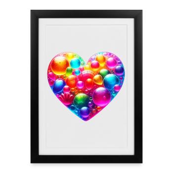 Coeur coloré - Affiche encadrée (27 × 37 cm) - noir - Devant