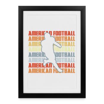 Look rétro de football américain - Affiche encadrée (27 × 37 cm) - noir - Devant