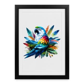 Perroquet - Affiche encadrée (27 × 37 cm) - noir - Devant
