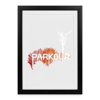 Parkour Ninja - couleur-blanc - Affiche encadrée (27 × 37 cm) - noir - Devant