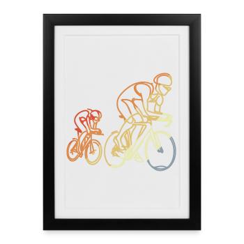 Vélo de route Style rétro - Affiche encadrée (27 × 37 cm) - noir - Devant