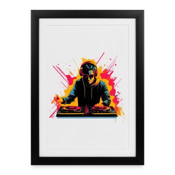 DJ Synthwave des années 90 - Affiche encadrée (27 × 37 cm) - noir - Devant
