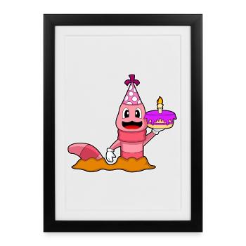 Gâteau d’anniversaire Worm - Affiche encadrée (27 × 37 cm) - noir - Devant