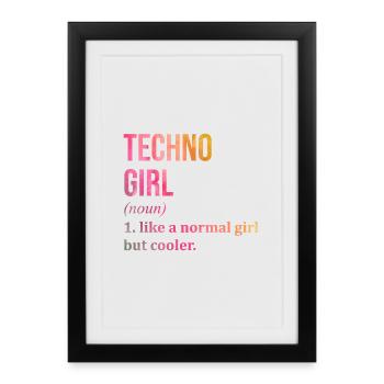 Techno Techno Techno - Affiche encadrée (27 × 37 cm) - noir - Devant