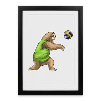 Joueur de volley-ball paresseux Volley-ball - Affiche encadrée (27 × 37 cm) - noir - Devant