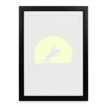 Silhouette Cheval Équestre Nocturne - Affiche encadrée (27 × 37 cm) - noir - Devant