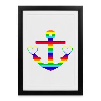 Anchor rainbow colorful - Framed poster (27 × 37 cm) - black - Front