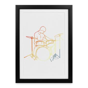 Batteur Look Vintage - Affiche encadrée (27 × 37 cm) - noir - Devant