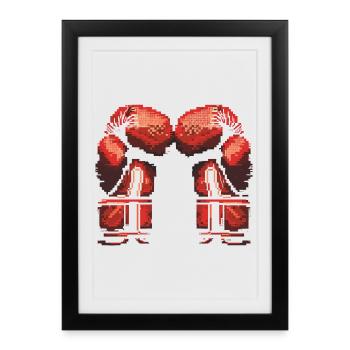 Gants de kickboxing Pixel - Affiche encadrée (27 × 37 cm) - noir - Devant