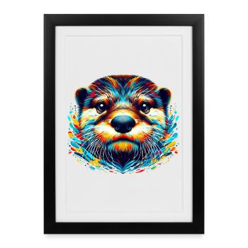 Loutre - Affiche encadrée (27 × 37 cm) - noir - Devant