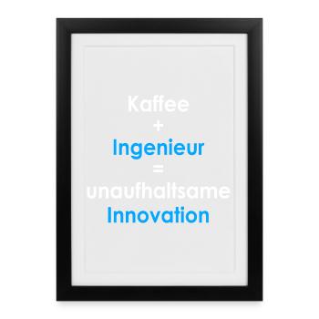 Kaffee gleich Innovation weiß - Gerahmtes Poster (27 × 37 cm) - Schwarz - Vorne