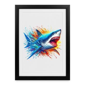 Requin - Affiche encadrée (27 × 37 cm) - noir - Devant