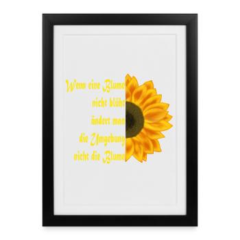 Le tournesol rencontre l’art du texte - Affiche encadrée (27 × 37 cm) - noir - Devant