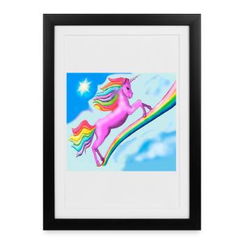 Unicorn and Rainbow - Framed poster (27 × 37 cm) - black - Front