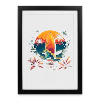 Surfing - Framed poster (27 × 37 cm) - black - Front