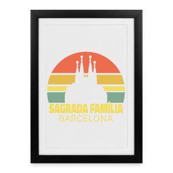 Sagrada Família Barcelona Sunset Silhouette - Framed poster (27 × 37 cm) - black - Front