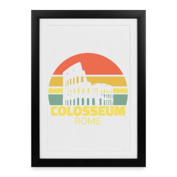 Colisée Rome Silhouette Rétro - Affiche encadrée (27 × 37 cm) - noir - Devant