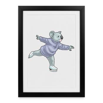 Patins à glace Koala - Affiche encadrée (27 × 37 cm) - noir - Devant