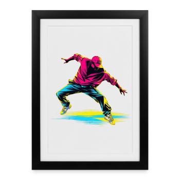 Breakdance Rétrowave - Affiche encadrée (27 × 37 cm) - noir - Devant