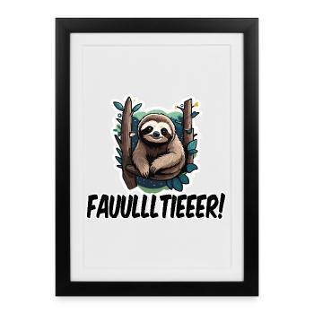 Niedliches Faultier Waldfreund Design - Gerahmtes Poster (27 × 37 cm) - Schwarz - Vorne