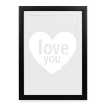 Je t’aime, blanc - Affiche encadrée (27 × 37 cm) - noir - Devant