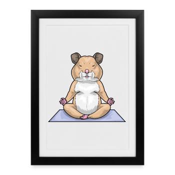 Méditation de fitness pour hamster yoga - Affiche encadrée (27 × 37 cm) - noir - Devant