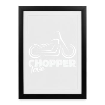 Chopper Love - Conception de ventilateur de moto - Affiche encadrée (27 × 37 cm) - noir - Devant