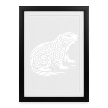 Chien de prairie tribal - Affiche encadrée (27 × 37 cm) - noir - Devant
