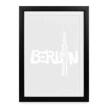 Graffiti Berlin - Berlin TV Tower - Framed poster (27 × 37 cm) - black - Front