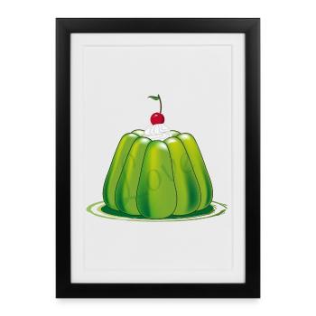 Green Jelly – Stylized Retro Dessert - Framed poster (27 × 37 cm) - black - Front