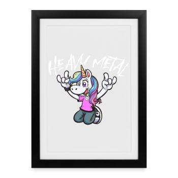 Unicorn Metal Road Trip Design Kids Girls - Framed poster (27 × 37 cm) - black - Front