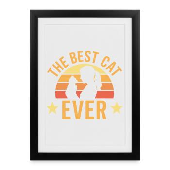 Silhouette du Meilleur Chat au Coucher de Soleil de tous les temps - Affiche encadrée (27 × 37 cm) - noir - Devant