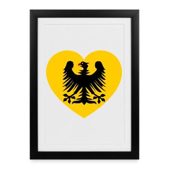 Heraldic eagle emblem in the heart - Framed poster (27 × 37 cm) - black - Front