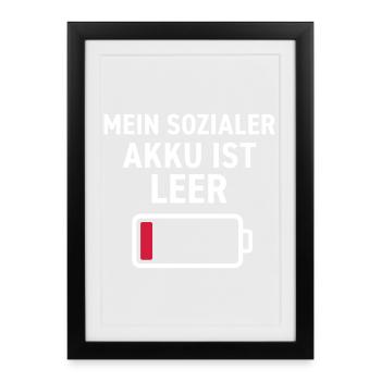 My social battery is empty Saying - Framed poster (27 × 37 cm) - black - Front