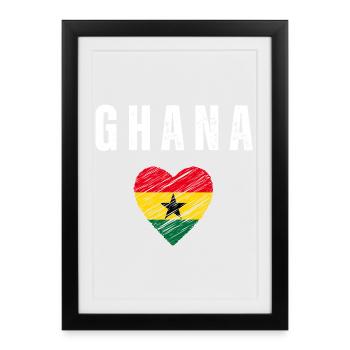 J’aime le Ghana, le drapeau ghanéen - Affiche encadrée (27 × 37 cm) - noir - Devant
