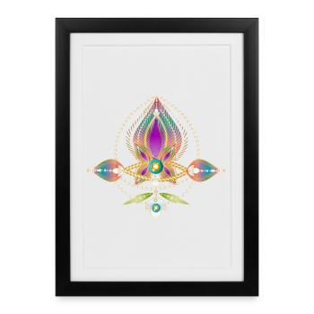 Oriental motif with filigree gold ornaments - Framed poster (27 × 37 cm) - black - Front