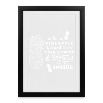 Graphique de citation d’ananas pour les vêtements d’été - Affiche encadrée (27 × 37 cm) - noir - Devant