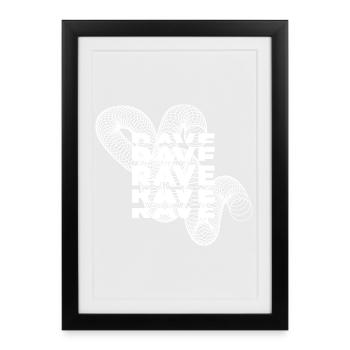 Conception d'affiche de musique abstraite Spiral Rave - Affiche encadrée (27 × 37 cm) - noir - Devant