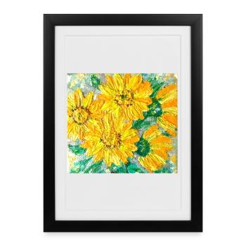 Sunflowers painted with express brush - Framed poster (27 × 37 cm) - black - Front