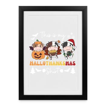 This is my Hallothanksmas Shirt Cow Christmas - Framed poster (27 × 37 cm) - black - Front